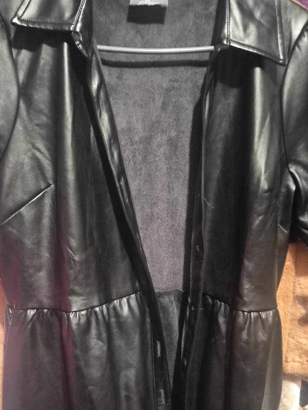 Women's Black Faux Leather Peplum Jacket